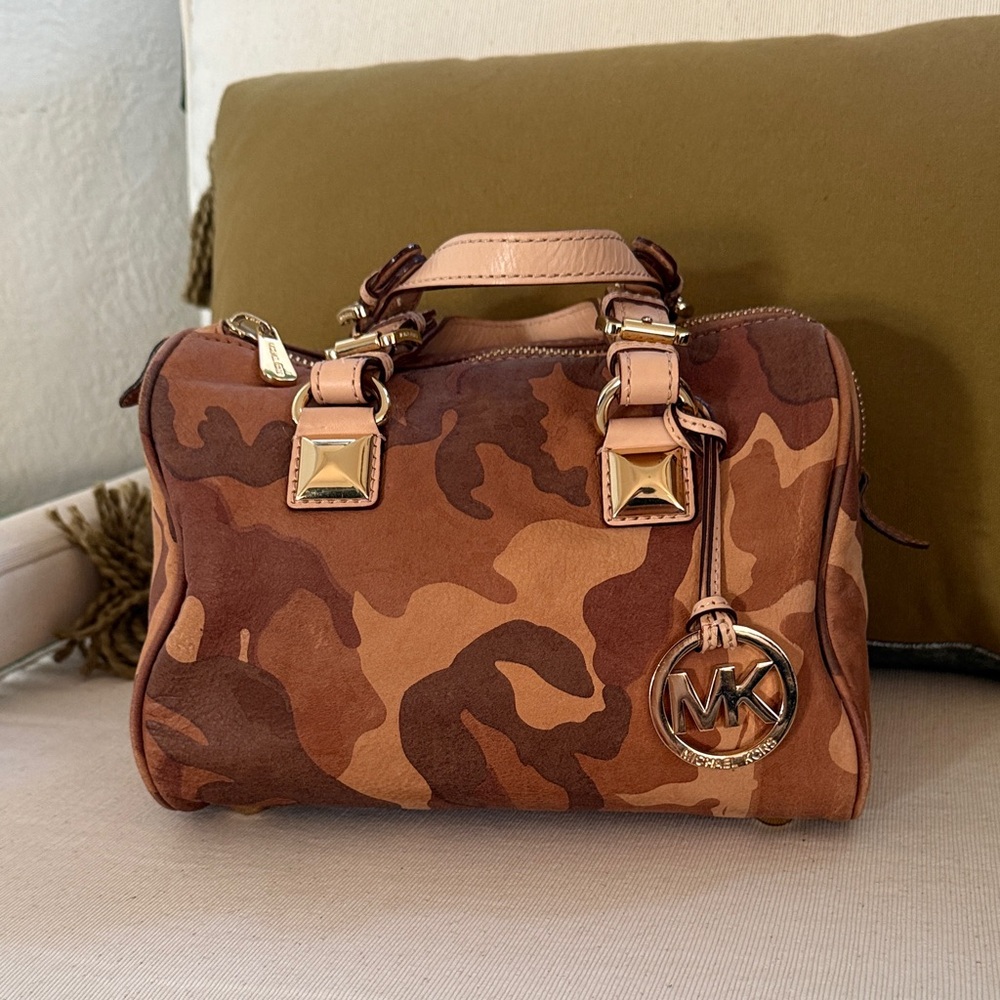Michael Kors Soft Leather Camo Satchel Bag